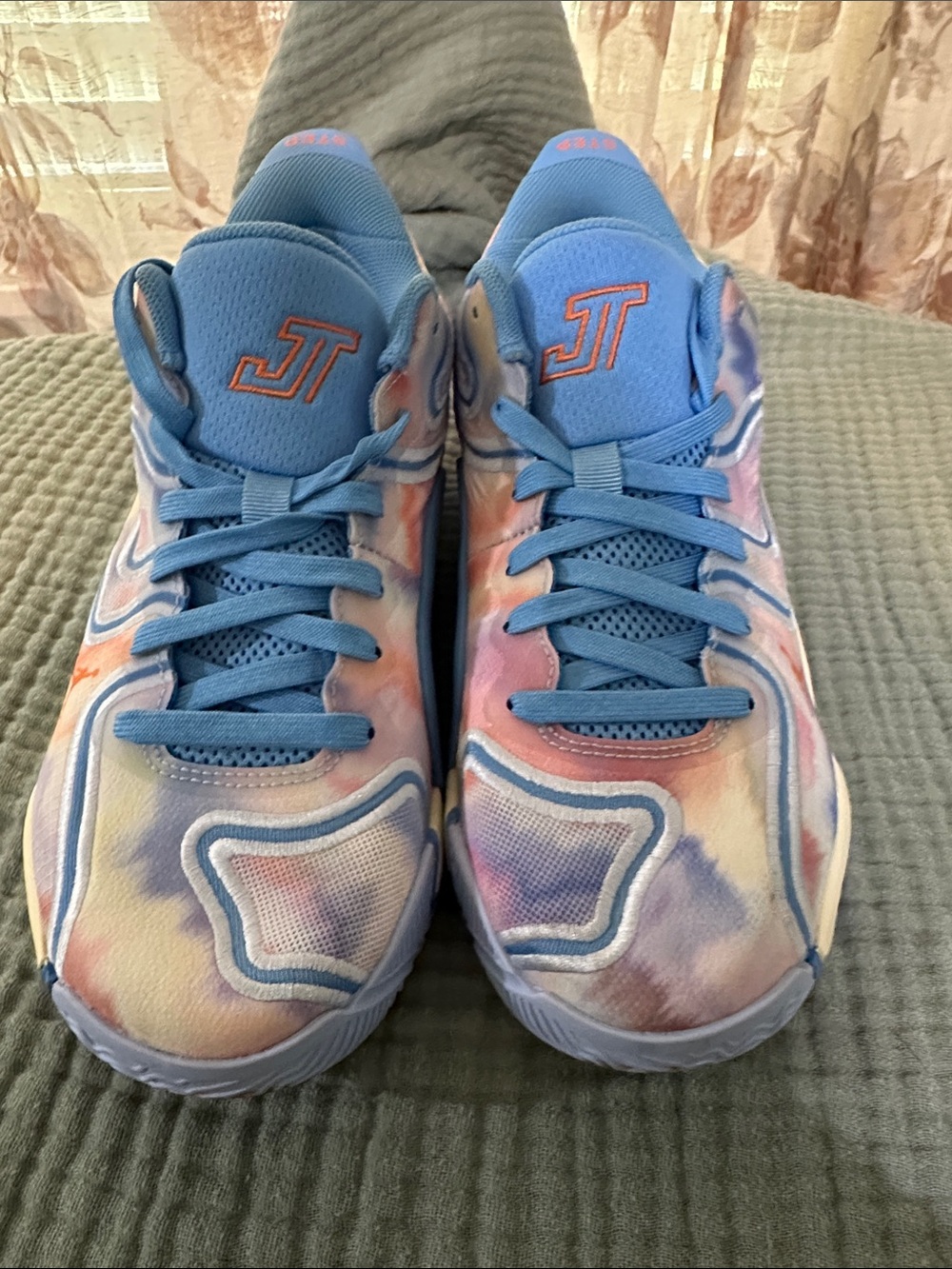 Jordan “Tatum” Kids' Multicolor Tie-Dye Sneakers with Blue Accents